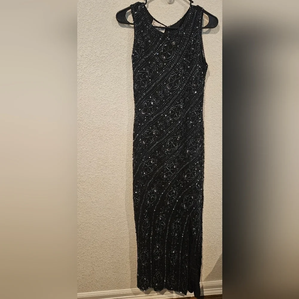 laurence kazar black beaded dress VTG Laurence Kazar Silk Sequins/Beaded Hem Mini Sheath Dress Black Women's SZ S